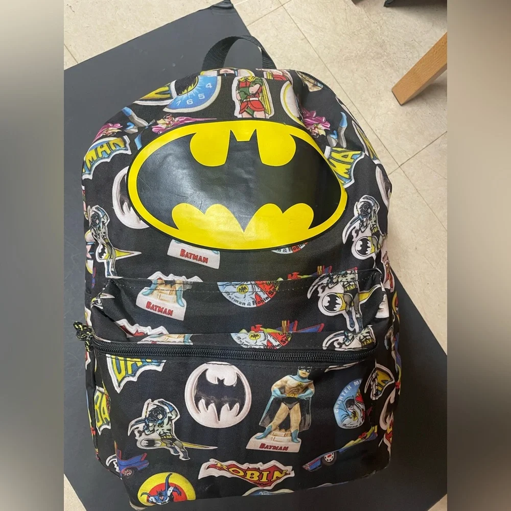 BATMAN ROBIN Backpack DC Comics School Book Bag Vintage Black 1966 Graphics